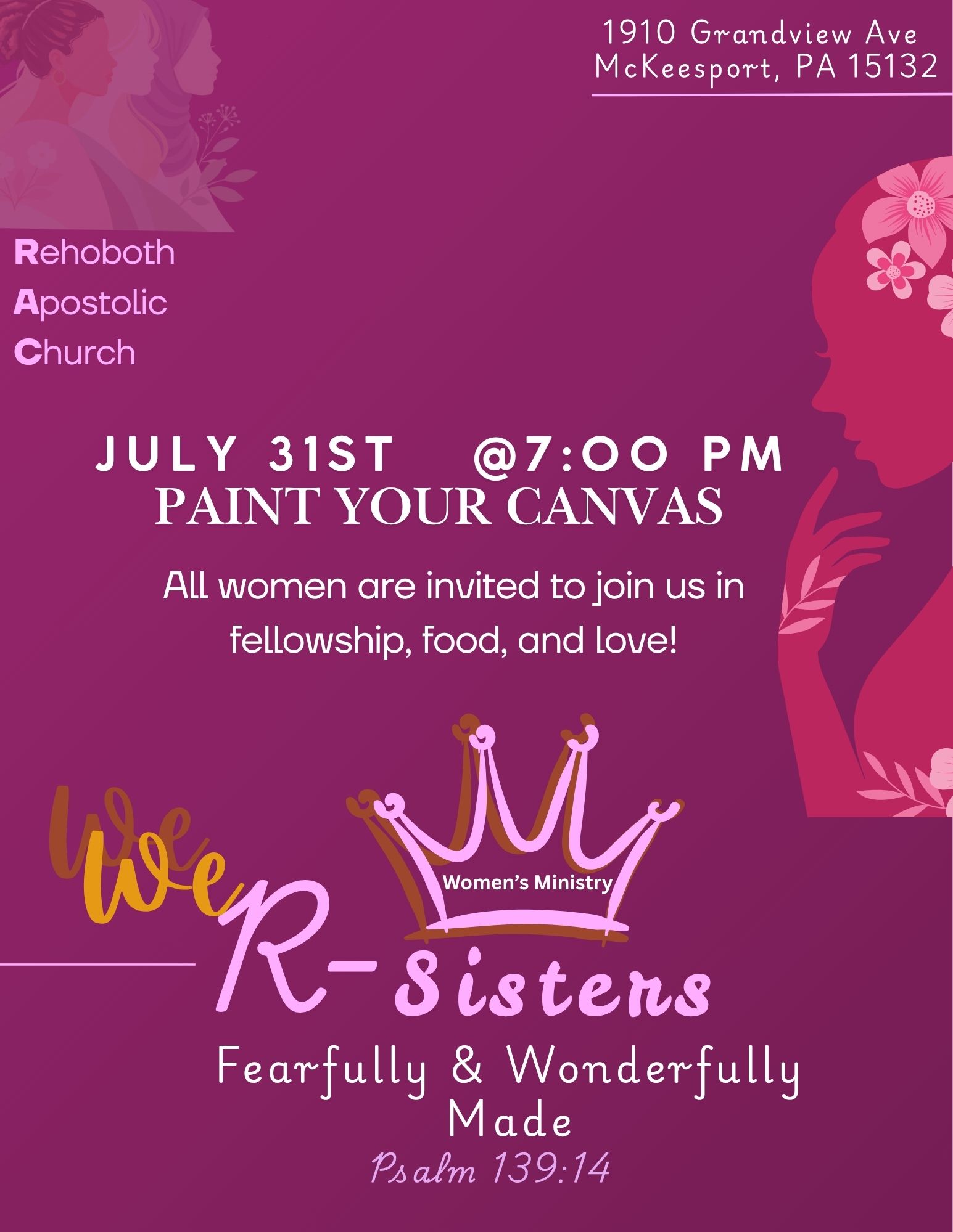 R-Sisters Women's Ministry event flyer